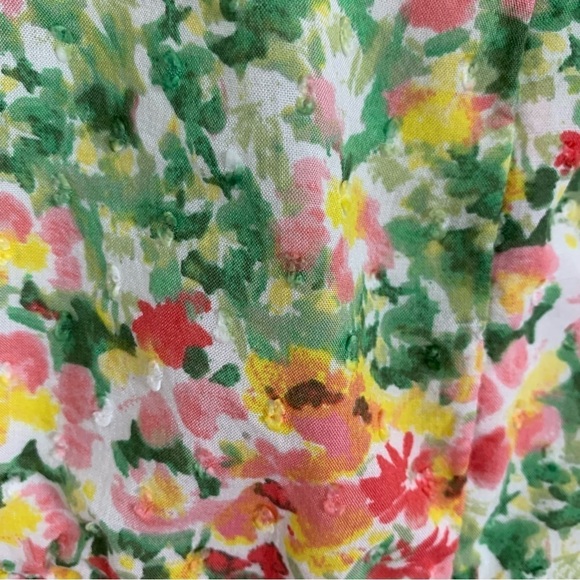 Loft Floral Tiered Peasant Swiss Dot Dress Women’s M Modal Sundress Watercolor - Picture 8 of 17